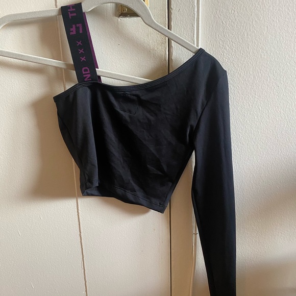 Black Asymmetrical Crop Top - Picture 3 of 4